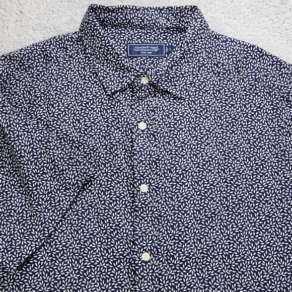 Vineyard Vines Other - Vineyard Vines Linen Shirt Mens Large Blue Floral Short Sleeve Button Up Casual